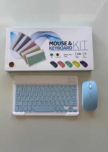 Mavi Kablosuz Klavye ve Mouse Seti