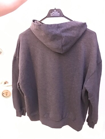 xs Beden Simba baskılı kapüşonlu unisex gri sweatshirt