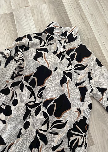 Uzun Kesim, Drapeli, Baskılı Kadın Gömlek - Görsel 2