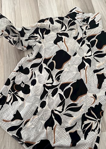 Uzun Kesim, Drapeli, Baskılı Kadın Gömlek - Görsel 3