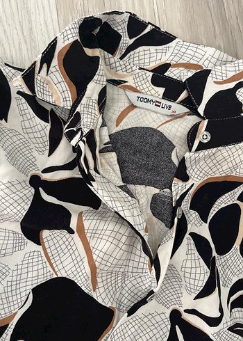 Uzun Kesim, Drapeli, Baskılı Kadın Gömlek - Görsel 4