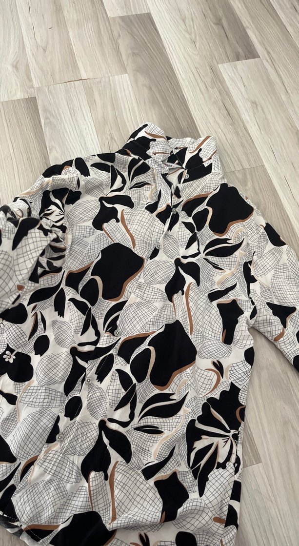 Uzun Kesim, Drapeli, Baskılı Kadın Gömlek - Görsel 2