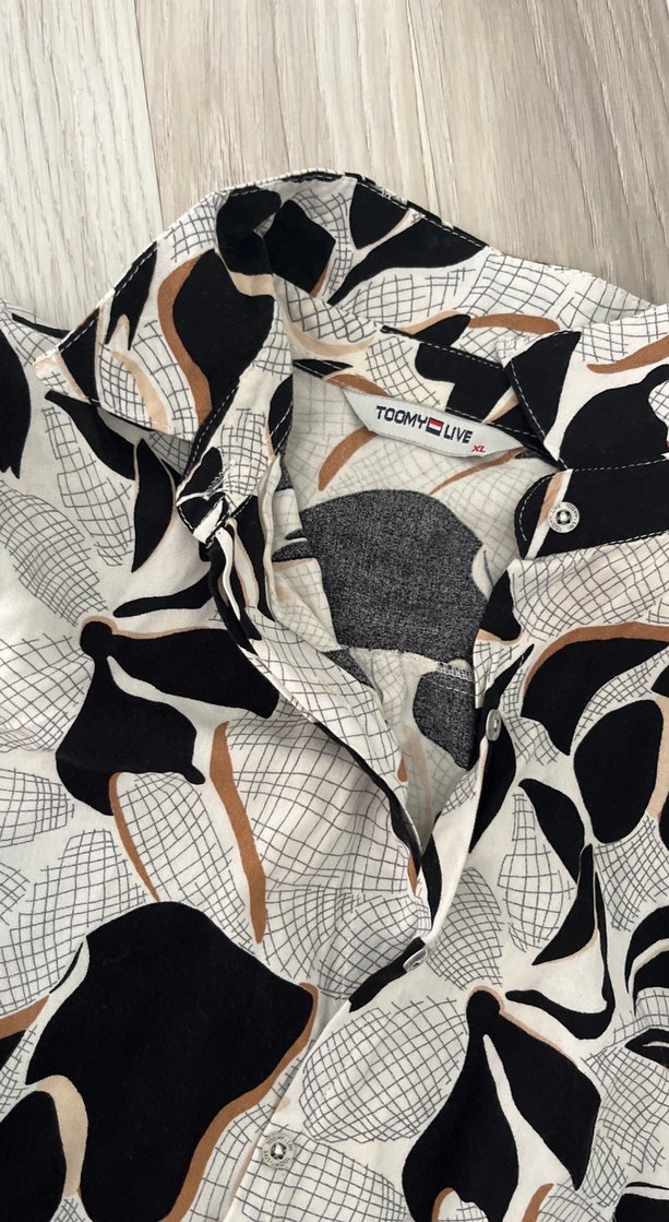 Uzun Kesim, Drapeli, Baskılı Kadın Gömlek - Görsel 4