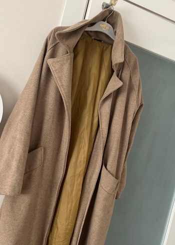 Bej Midi Yün Kadın Kaban - Görsel 5