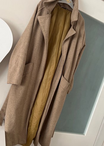 Bej Midi Yün Kadın Kaban - Görsel 4