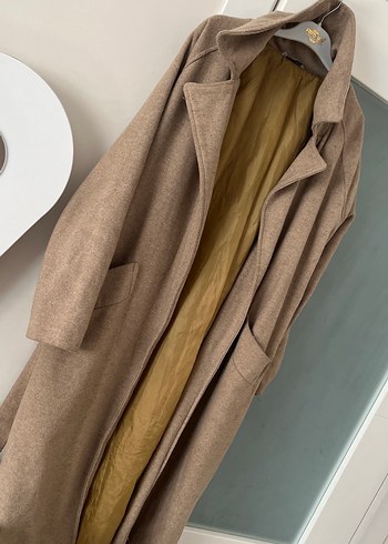 Bej Midi Yün Kadın Kaban - Görsel 3