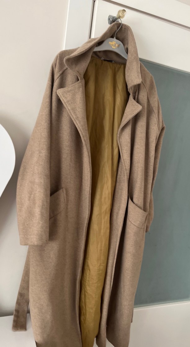 Bej Midi Yün Kadın Kaban - Görsel 2