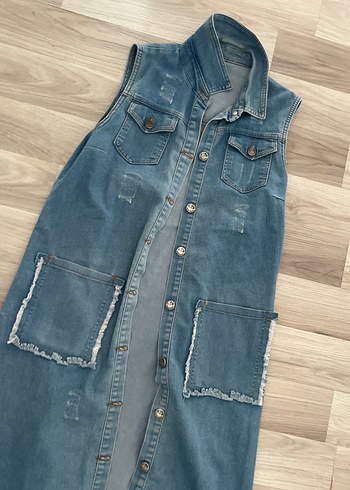 Kadın Uzun Kot Yelek Bohem Stil - Görsel 2