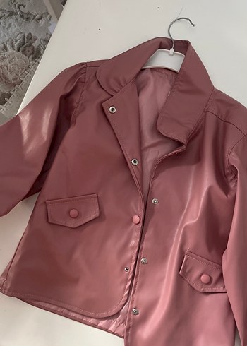 Pembe Deri Düğmeli Kız çocuk - Görsel 2