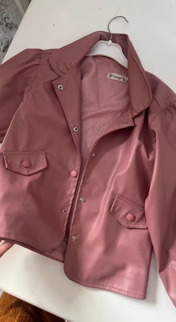 Pembe Deri Düğmeli Kız çocuk - Görsel 5