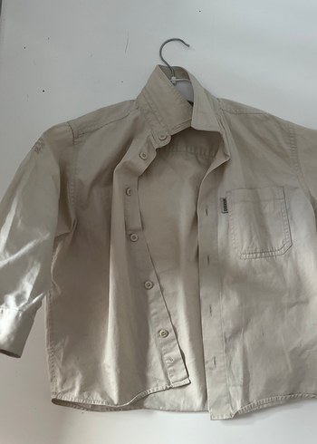 Bej Keten Erkek Çocuk Kısa Kollu Gömlek - Görsel 4