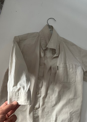 Bej Keten Erkek Çocuk Kısa Kollu Gömlek - Görsel 2