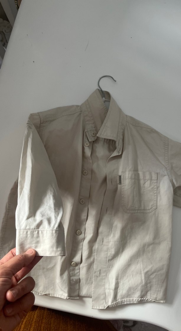 Bej Keten Erkek Çocuk Kısa Kollu Gömlek - Görsel 2