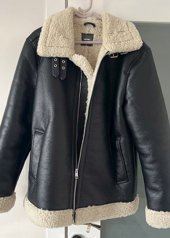 Siyah Kadın Deri Kürklü Ceket koton - Görsel 6