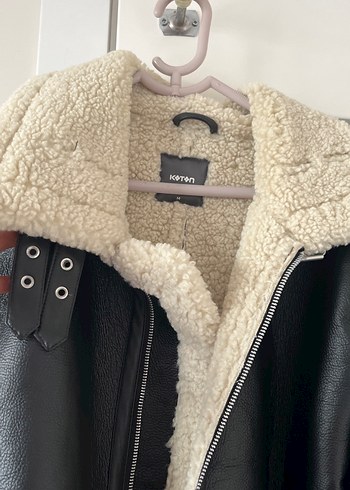 Siyah Kadın Deri Kürklü Ceket koton - Görsel 3