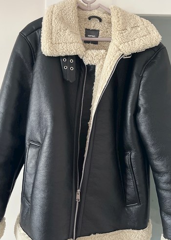 Siyah Kadın Deri Kürklü Ceket koton - Görsel 2