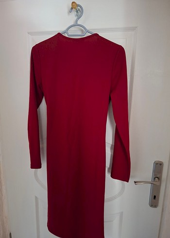 Bordo Kadın Uzun Kollu Modern Klasik Elbise - Görsel 2