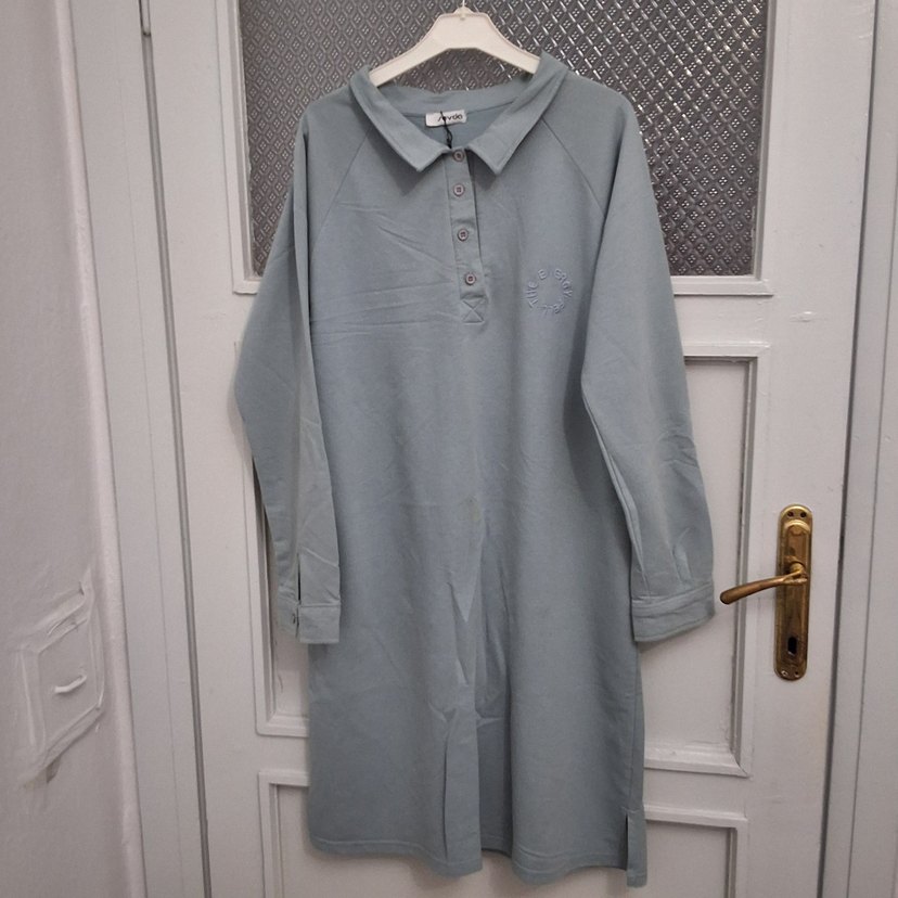 Gri Pamuklu Uzun Kollu Düğmeli Sweatshirt - Görsel 2