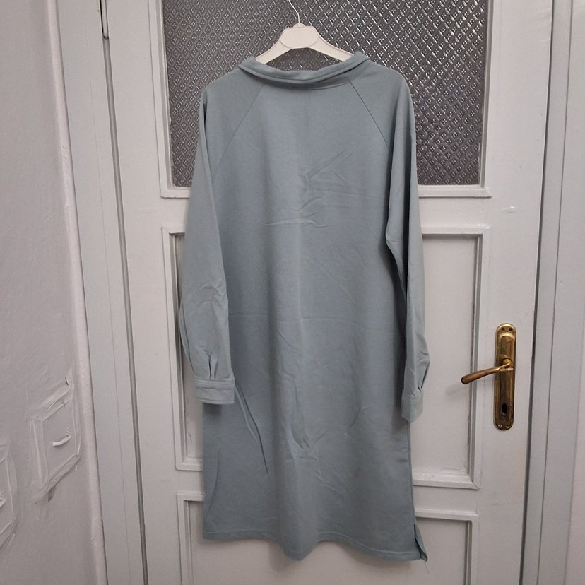 Gri Pamuklu Uzun Kollu Düğmeli Sweatshirt - Görsel 3