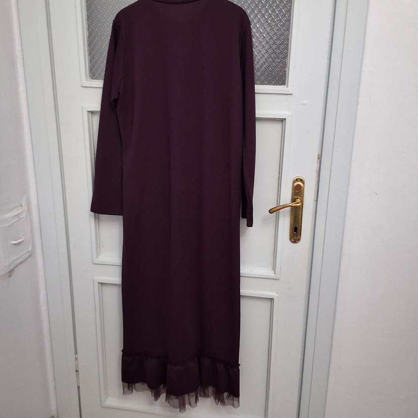 Bordo Uzun Kollu Salaş Elbise - Görsel 3