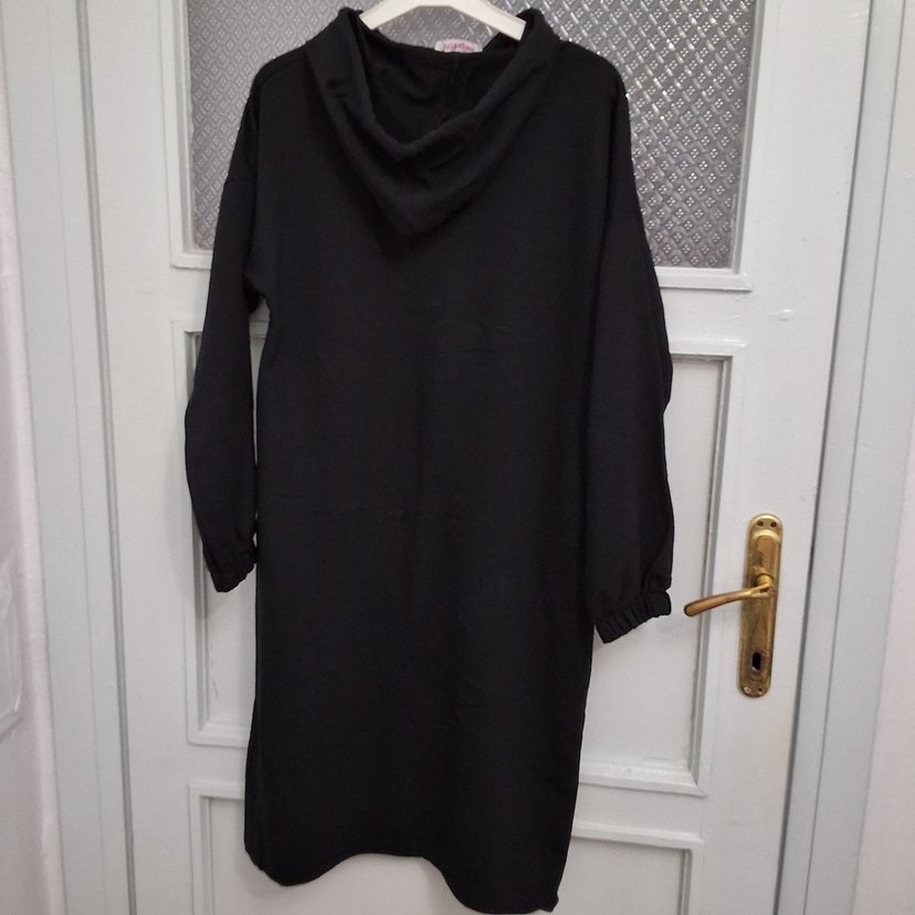 Siyah Kapüşonlu Uzun tunik - Görsel 2