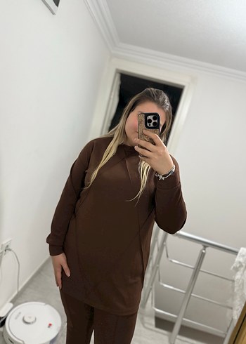 Kadın Kahverengi Uzun Kollu Rahat Takım - Görsel 2