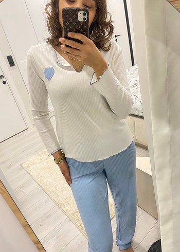 Kadın Beyaz Uzun Kollu Midi Pijama Takımı - Görsel 6