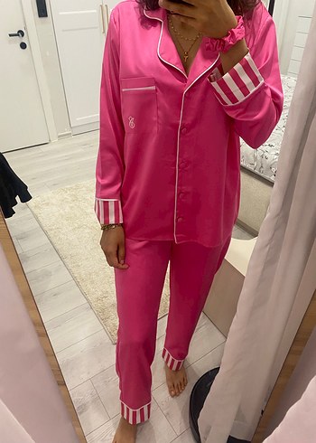 Pembe Uzun Kollu Rahat Kadın Pijama Takımı - Görsel 3