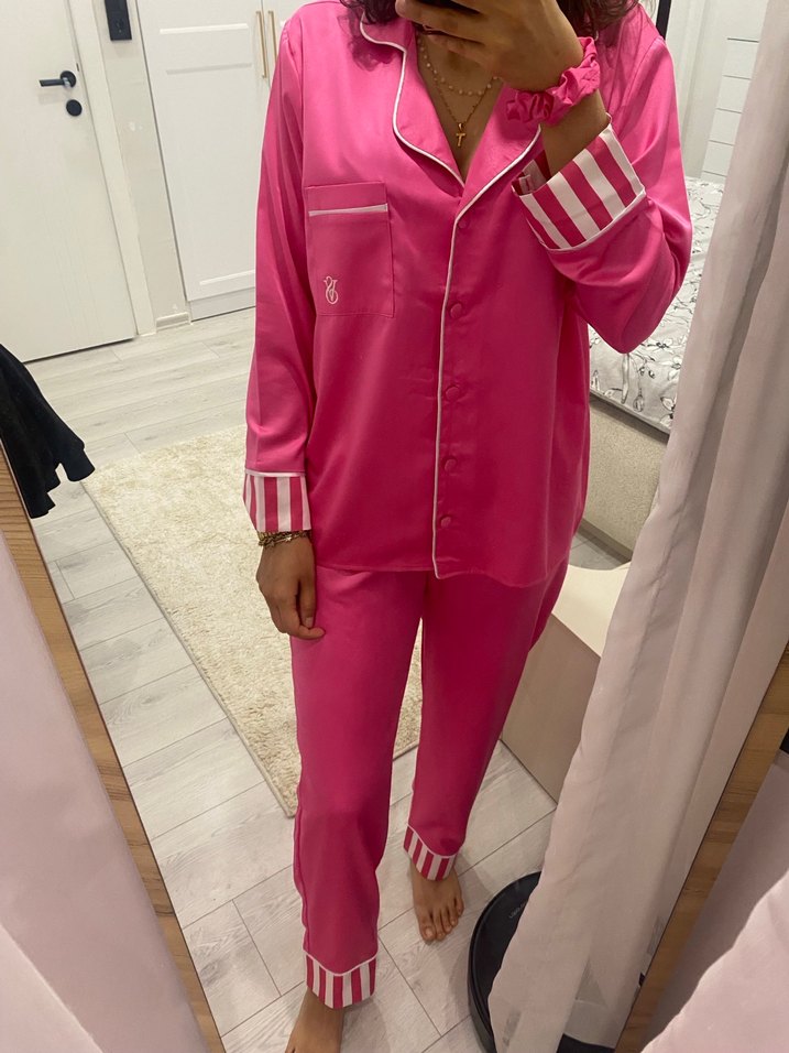 Pembe Uzun Kollu Rahat Kadın Pijama Takımı - Görsel 3
