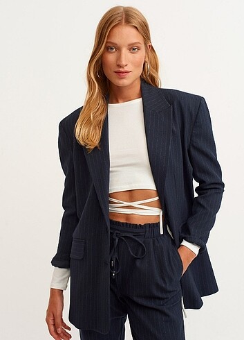 Çizgili blazer ceket 
