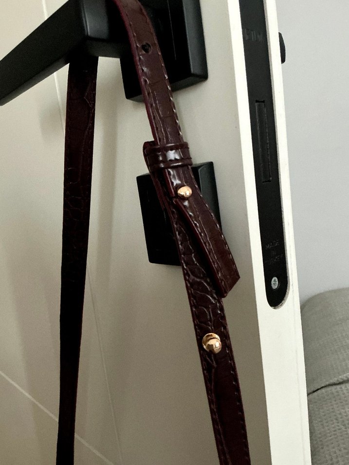 Bordo Krokodil Desenli Omuz Çantası - Görsel 3