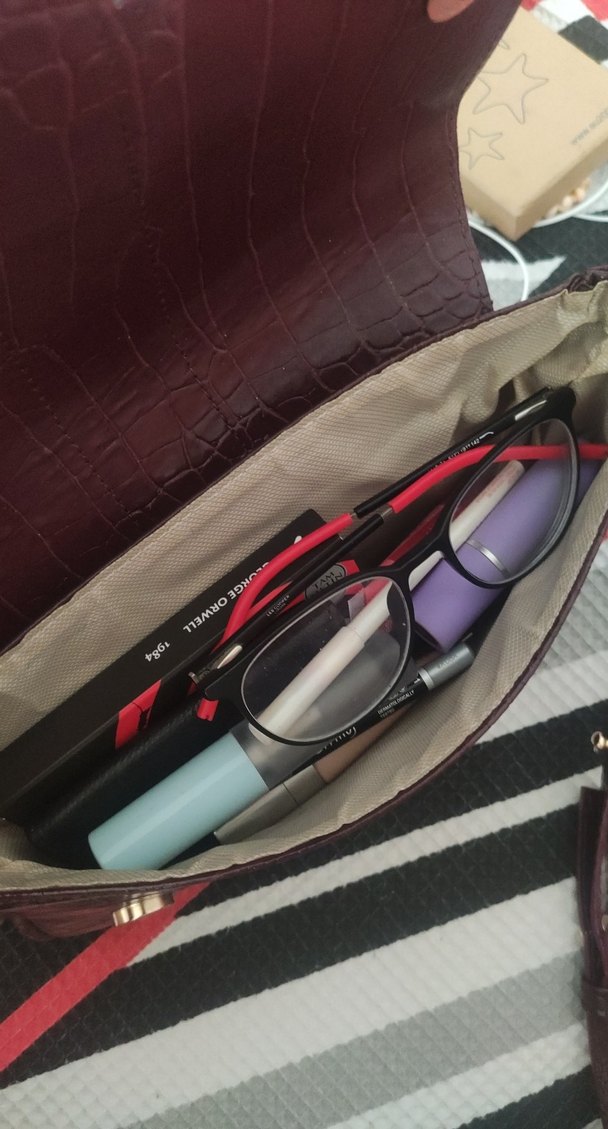 Bordo Krokodil Desenli Omuz Çantası - Görsel 2