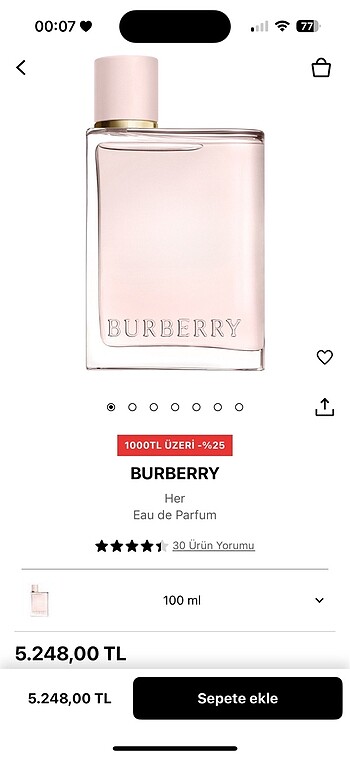 Beden Renk Burberry her 100 ml
