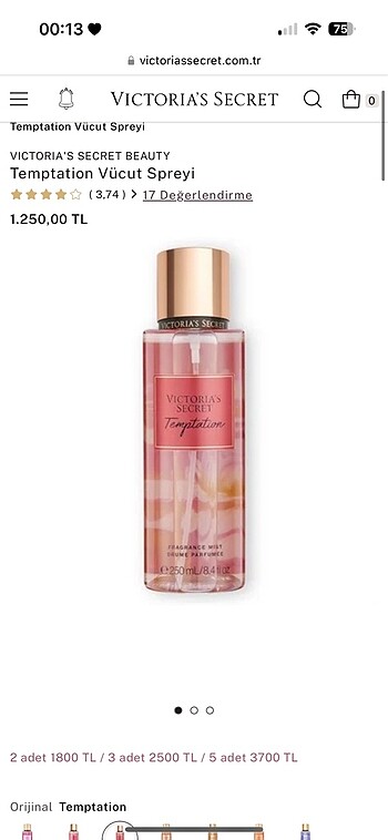  Beden Renk Victoria?s secret temptation vucut spreyi