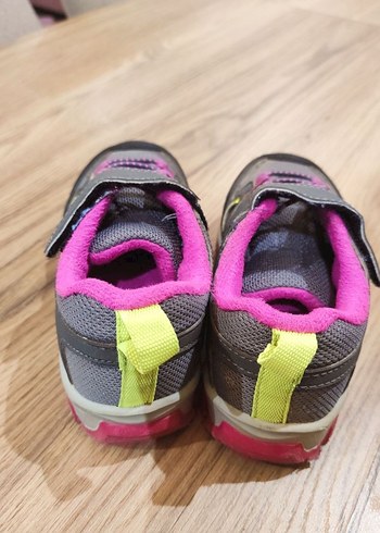 Kız Çocuk Gri Çok Renkli Cırt Cırtlı Spor Ayakkabı - Görsel 3