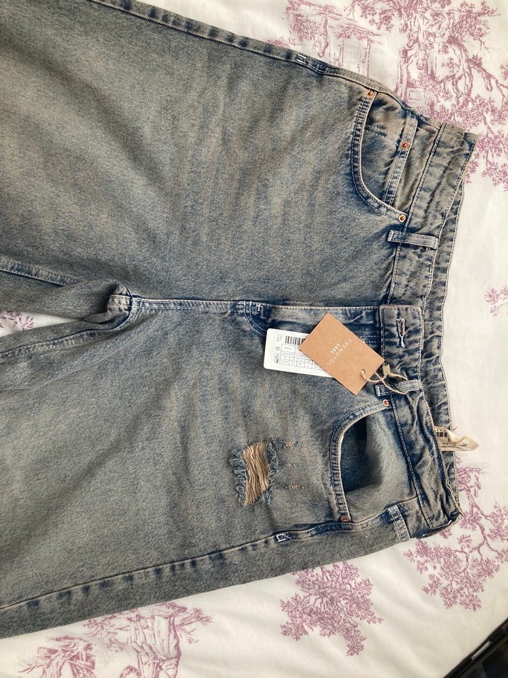 Bol Kesim Kadın Kot Pantolon - Görsel 2