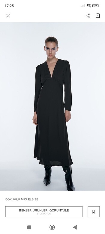 Zara dökümlü midi elbise