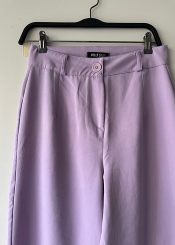 Düğmeli Pastel Mor Kadın Pantolon - Görsel 2