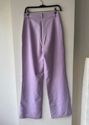 Düğmeli Pastel Mor Kadın Pantolon - Görsel 4