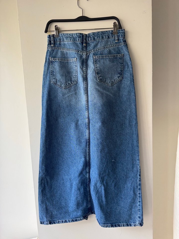 Mavi Midi Denim Salaş Etek - Görsel 2