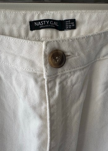 Beyaz Loose Fit Keten Kadın Pantolon - Görsel 2