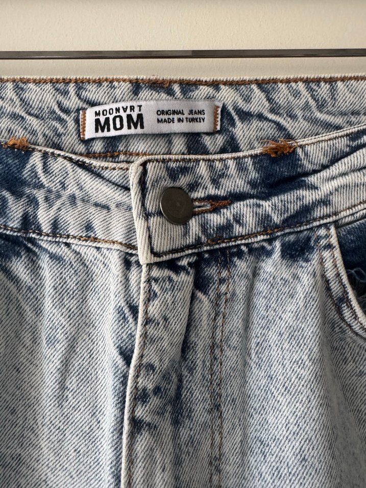 Gri Bol Kesim Midi Kot Pantolon - Görsel 2