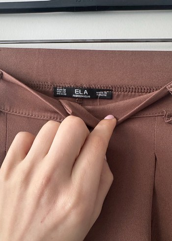 Kahverengi Pileli Kadın Kumaş Pantolon - Görsel 2