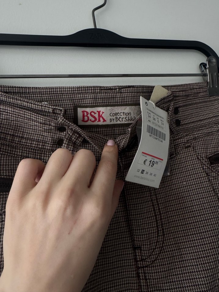 Desenli Kahverengi Kemerli Mini Etek - Görsel 2