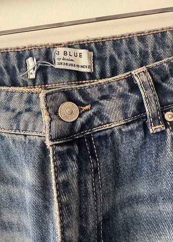 Gri Mavi Batik Desenli Salaş Kadın Kot Pantolon - Görsel 2