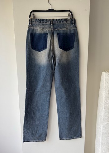 Gri Mavi Batik Desenli Salaş Kadın Kot Pantolon - Görsel 3