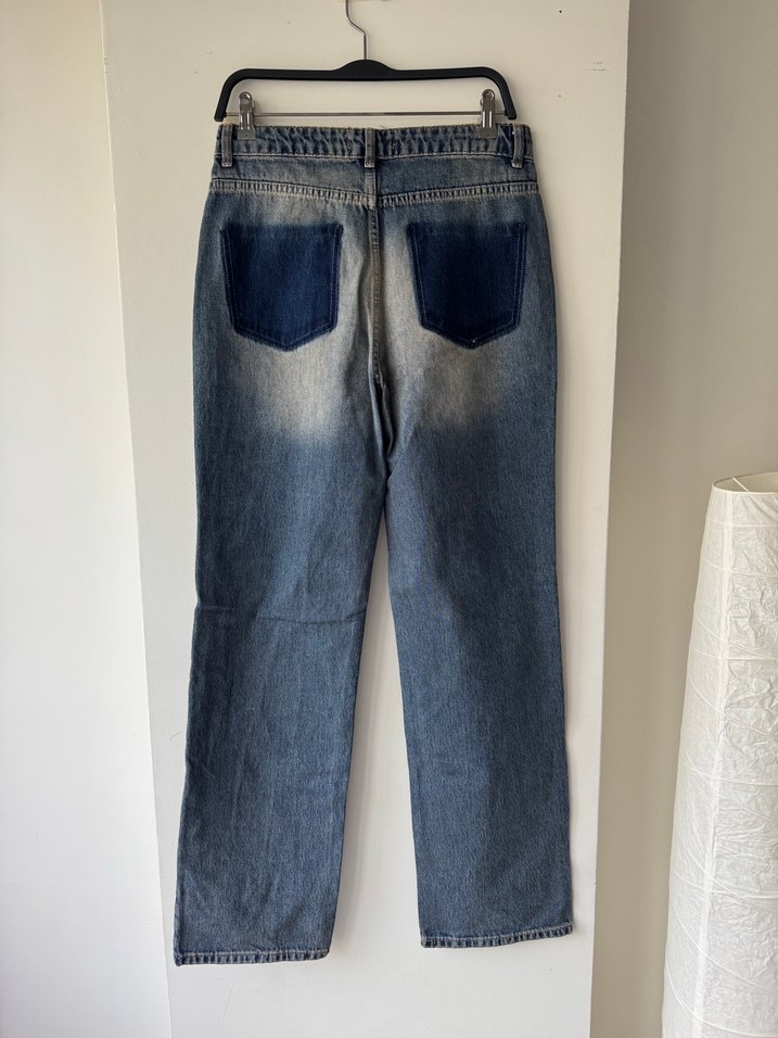 Gri Mavi Batik Desenli Salaş Kadın Kot Pantolon - Görsel 3