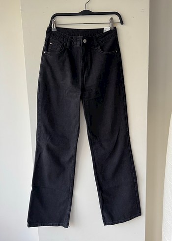 Siyah Rahat Kesim Midi Kadın Kot Pantolon - Görsel 2