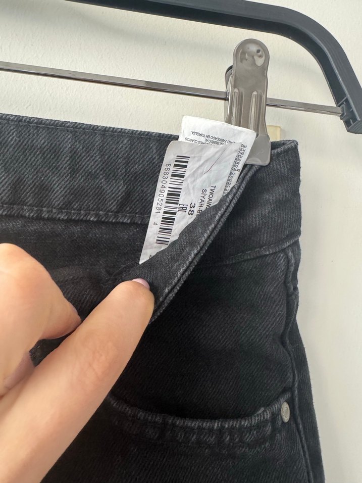 Siyah Rahat Kesim Midi Kadın Kot Pantolon - Görsel 3