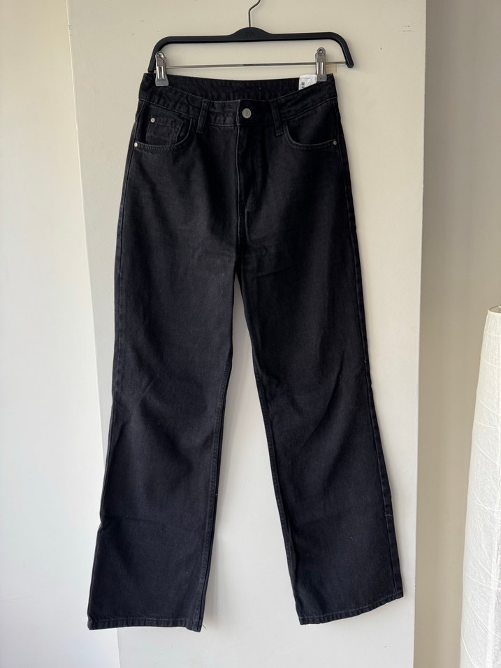 Siyah Rahat Kesim Midi Kadın Kot Pantolon - Görsel 2